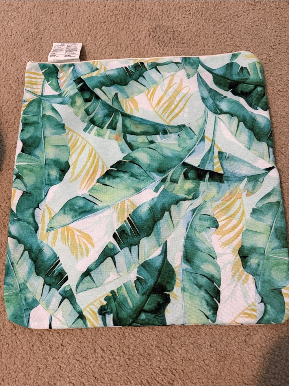 Society 6 Tropical Green & Yellow Leaf Print Pillow Cover